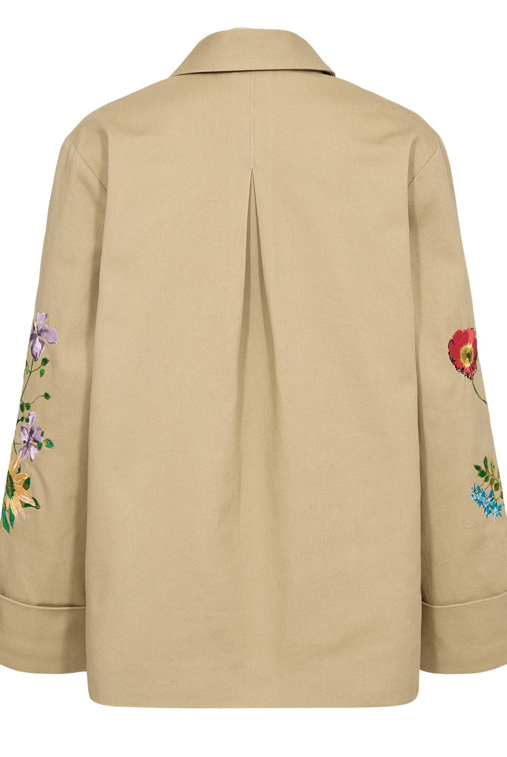 Numph Nubivalli beige utility jacket with embroidered flowers from back