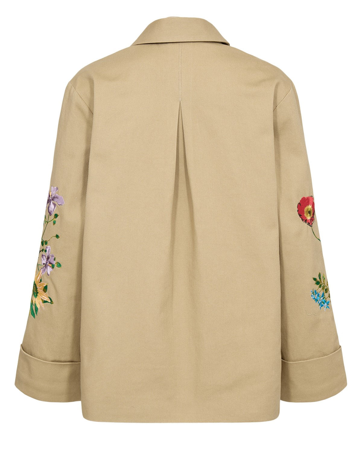 Numph Nubivalli beige utility jacket with embroidered flowers from back