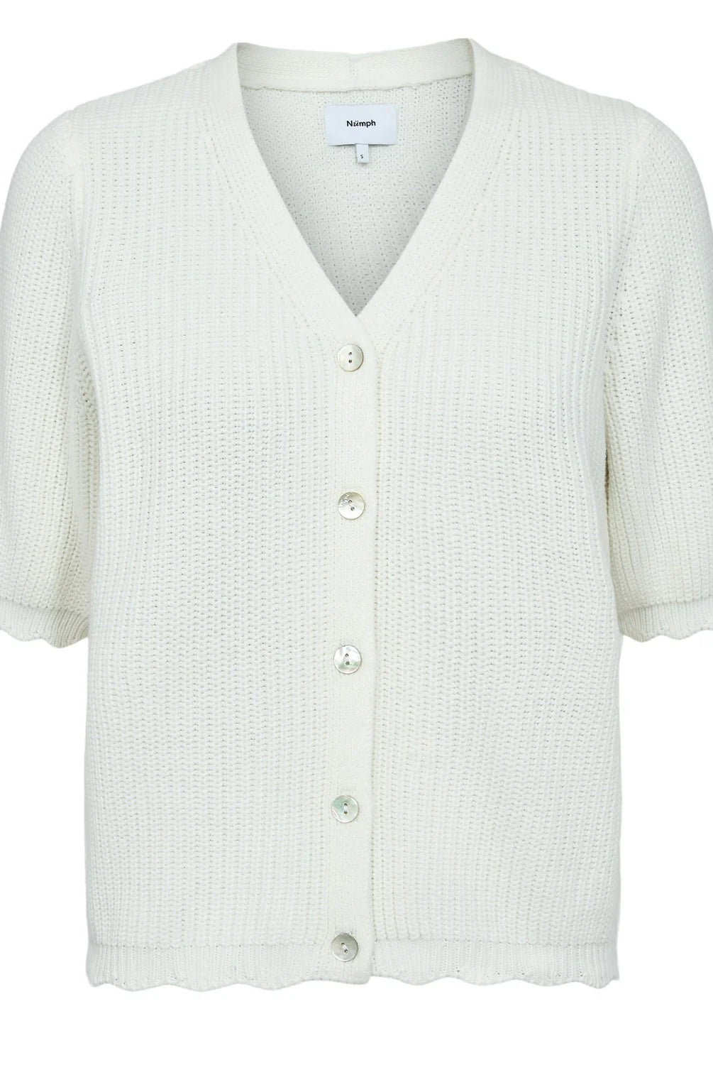 Numph cream ribbed knit cardigan product image front