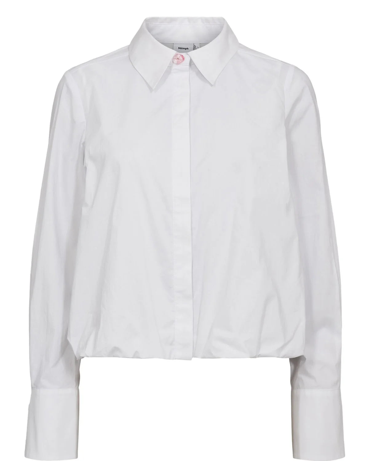 Numph Nusamira white cropped cotton shirt front view
