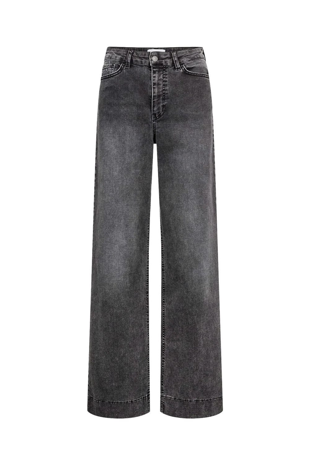 Nümph NuParis black washed high waisted wide leg jeans product front view