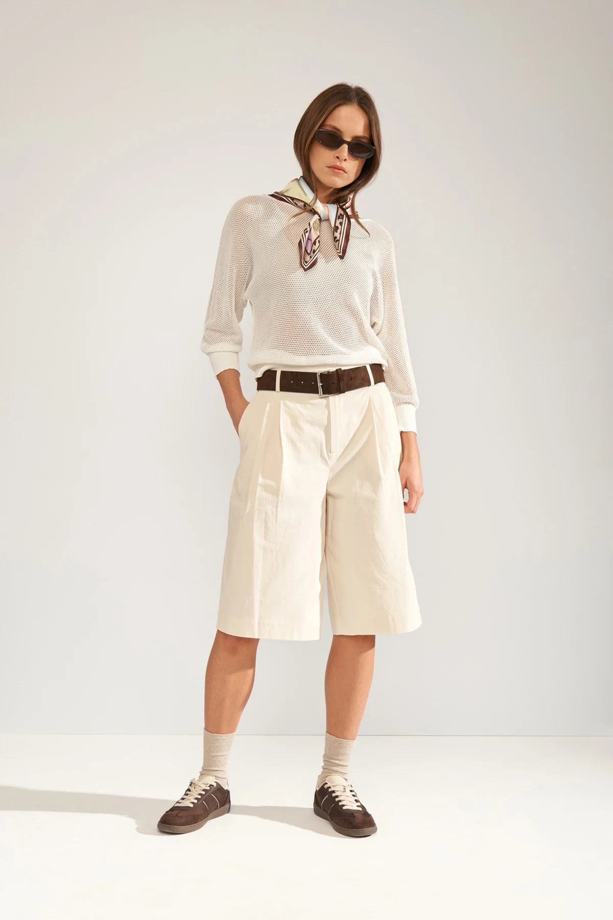 Numph printed scarf around neck