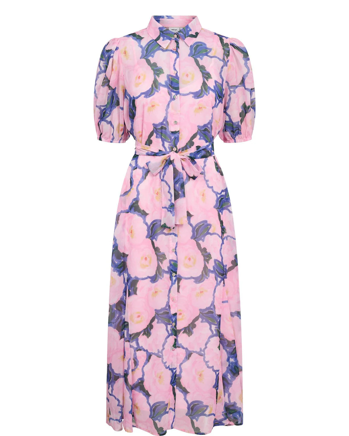 Numph Nukellie pink floral summer midi dress side profile