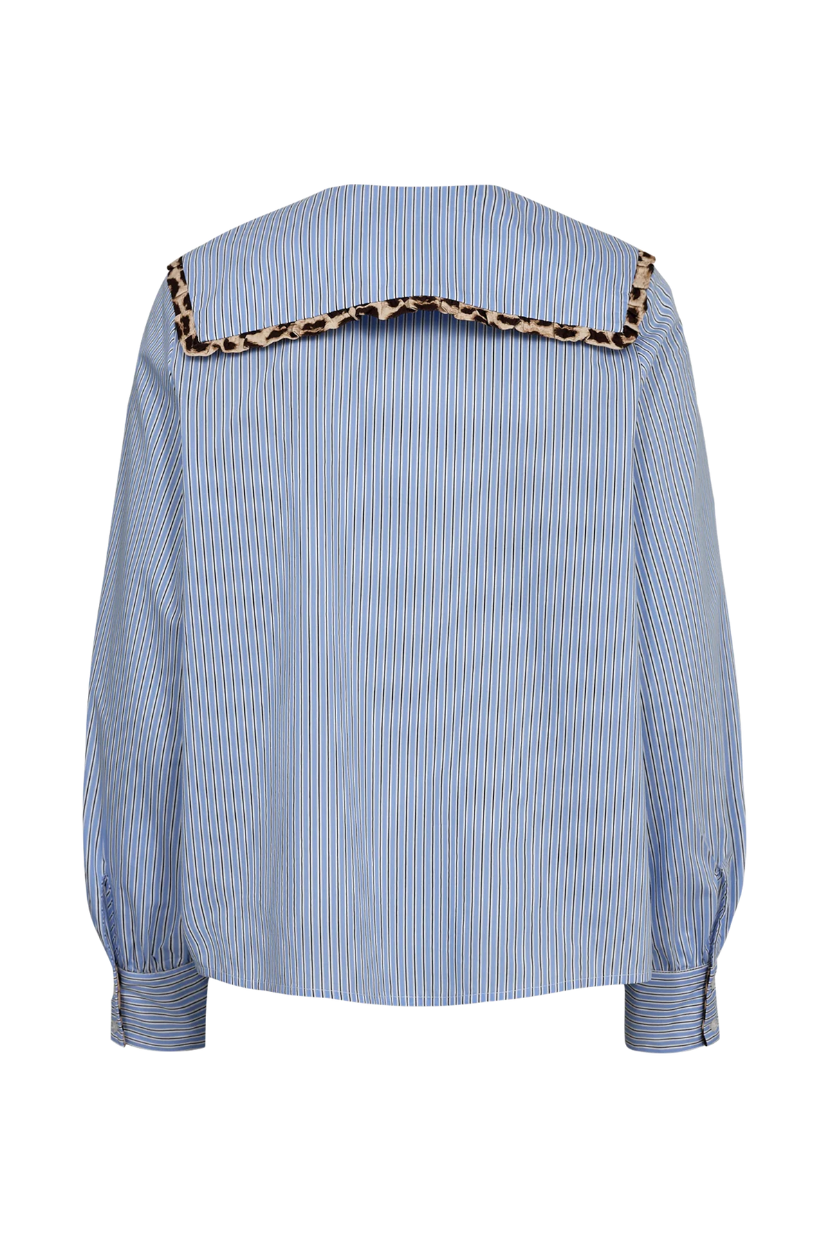 Nümph Numayana blue striped cotton shirt with oversized collar – product back view