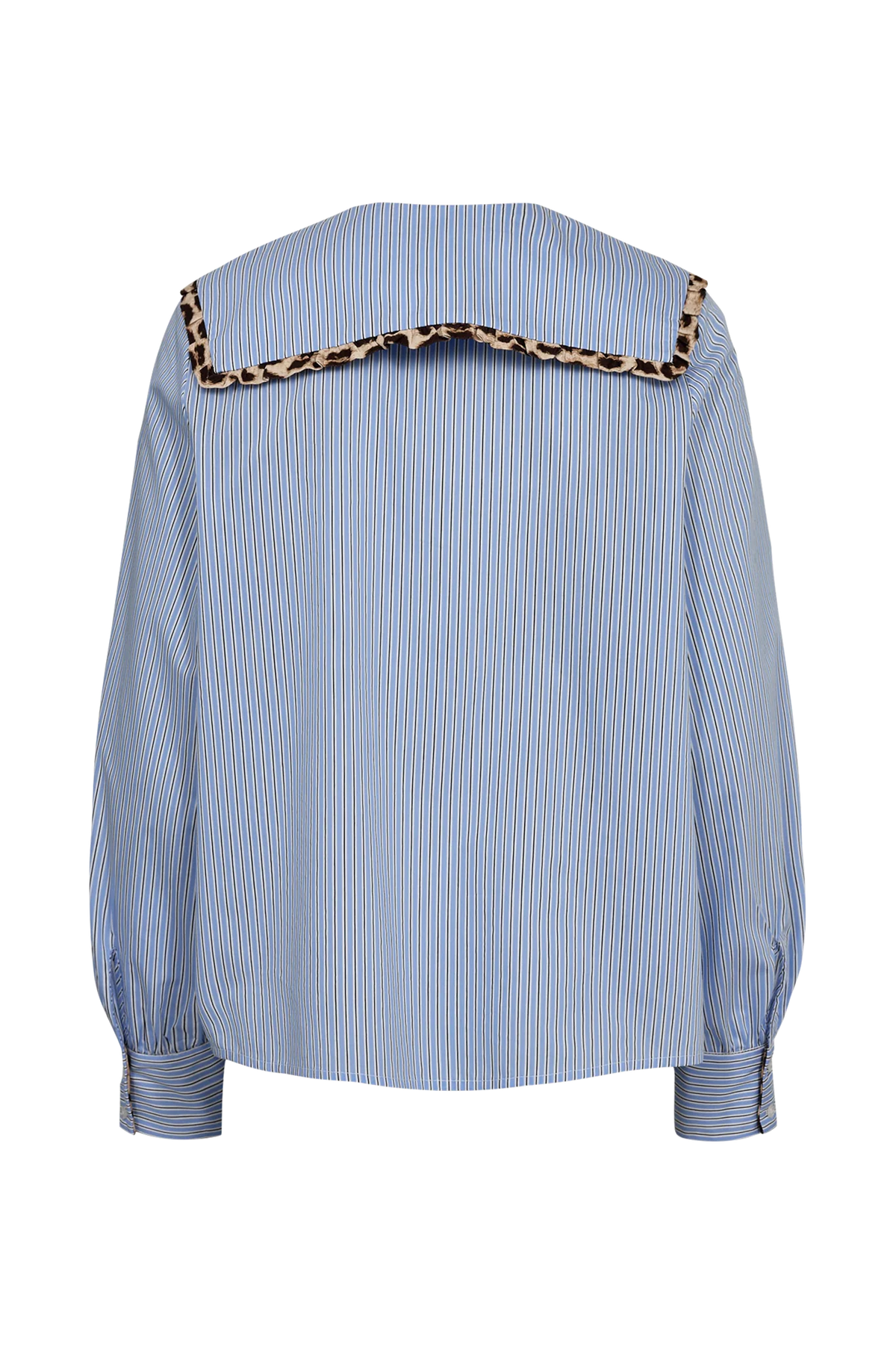 Nümph Numayana blue striped cotton shirt with oversized collar – product back view