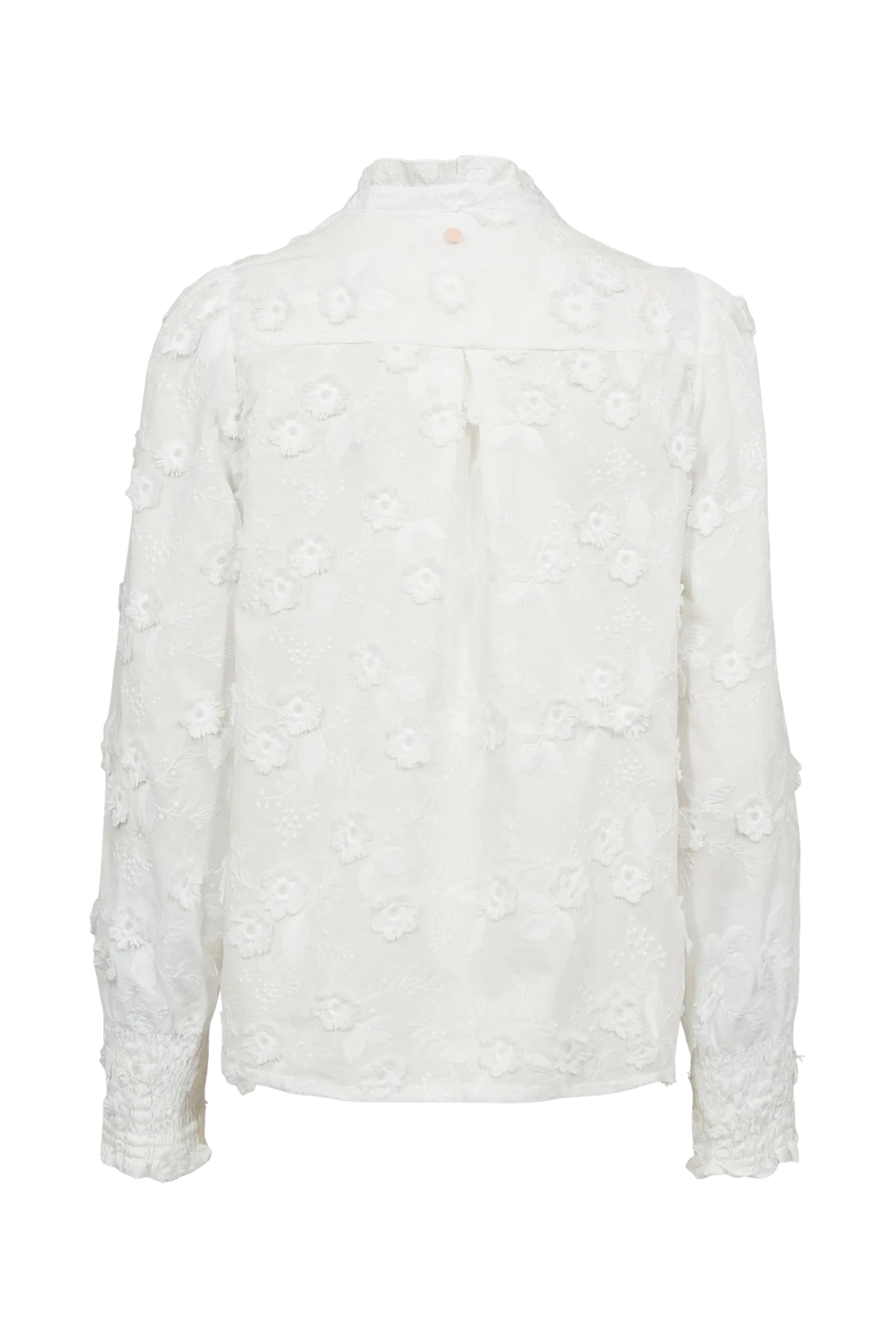 Nümph Nulenea white floral embroidered cotton blouse – product back view