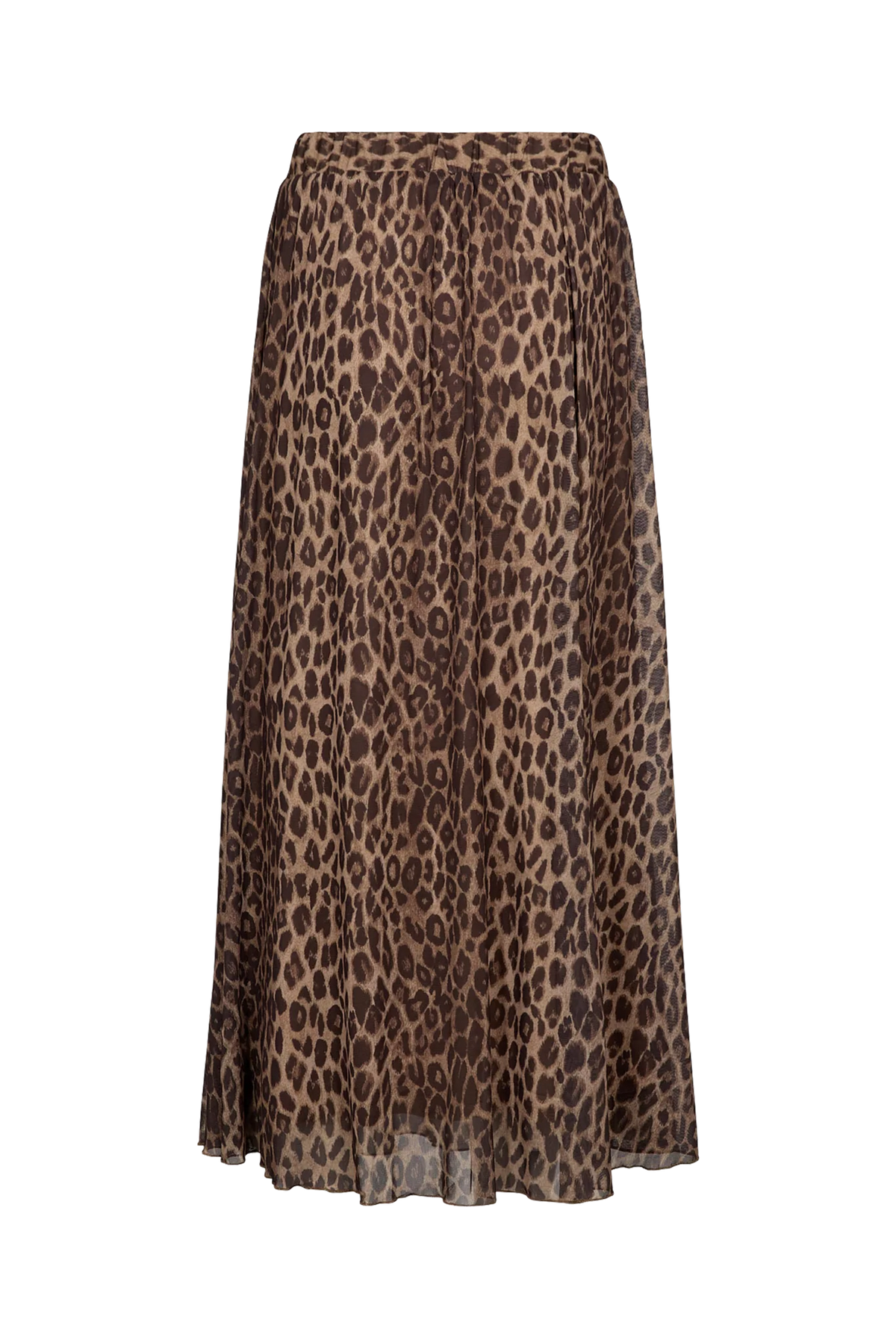 Nümph Nulionis brown animal print midi skirt with flowing silhouette – product view