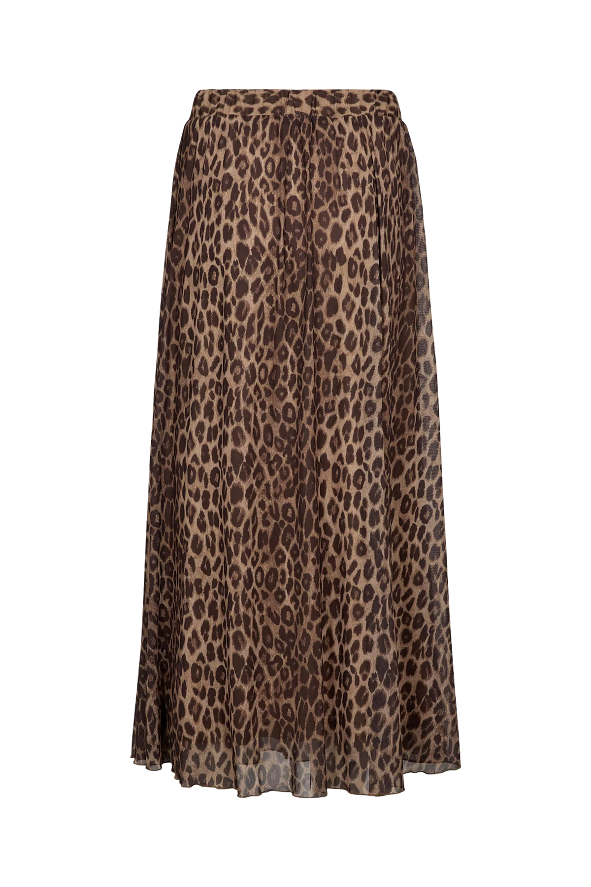 Nümph Nulionis brown animal print midi skirt with flowing silhouette – product view