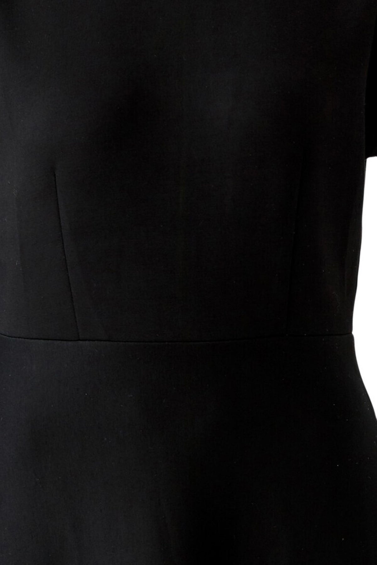 Oui black stretch crepe midi dress with shaped waist seam – close-up detail