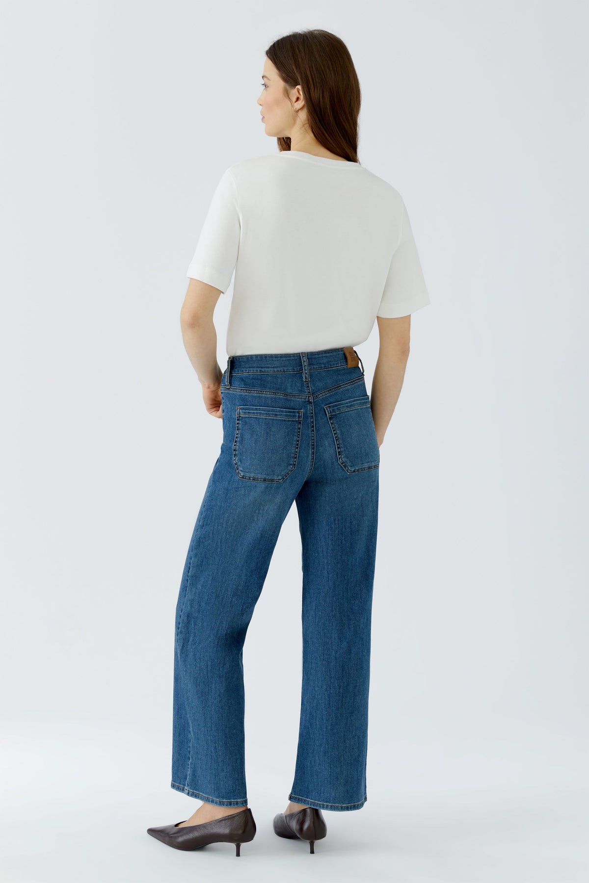 Oui bright blue straight leg jeans – back model view