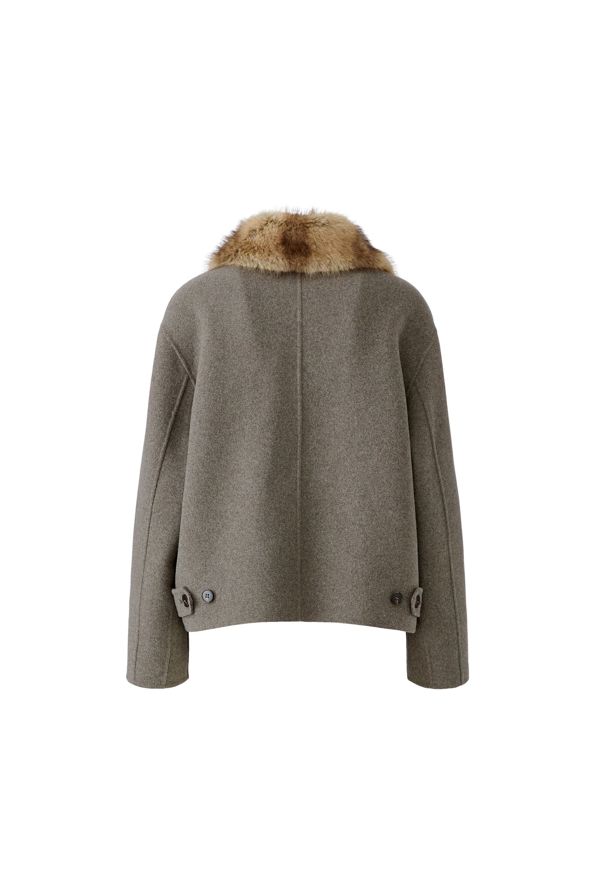 Oui taupe melange wool blend jacket – product back view