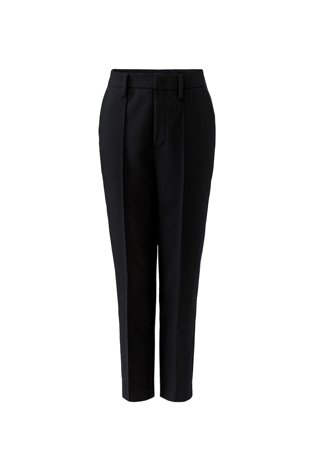 Oui black stretch crepe slim leg trousers with belt loops – product front view