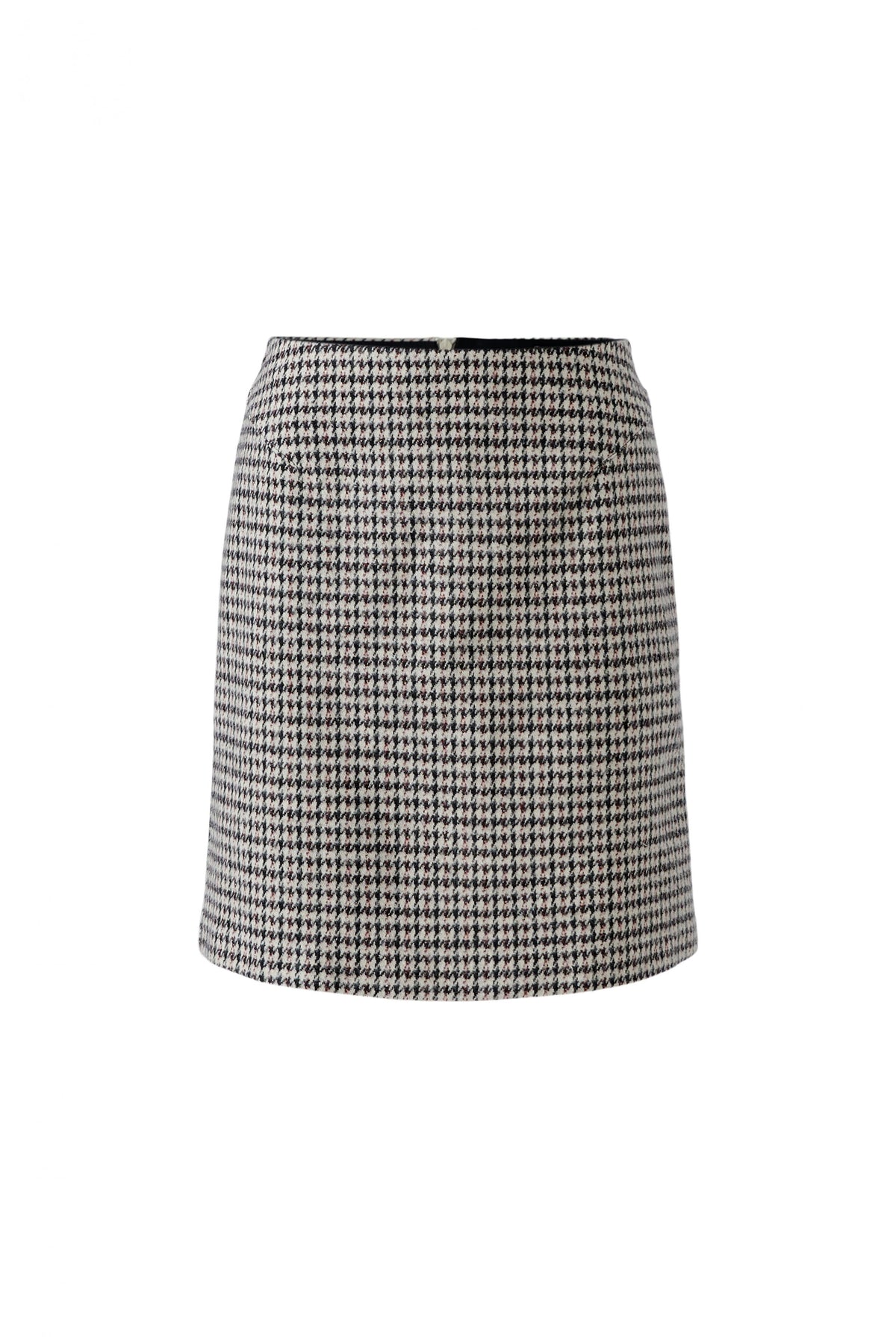 Oui brown houndstooth A-line mini skirt – product front view