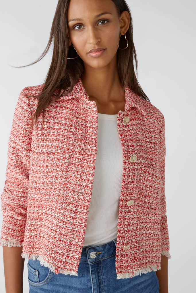 Oui Red/White Chanel Style Jacket