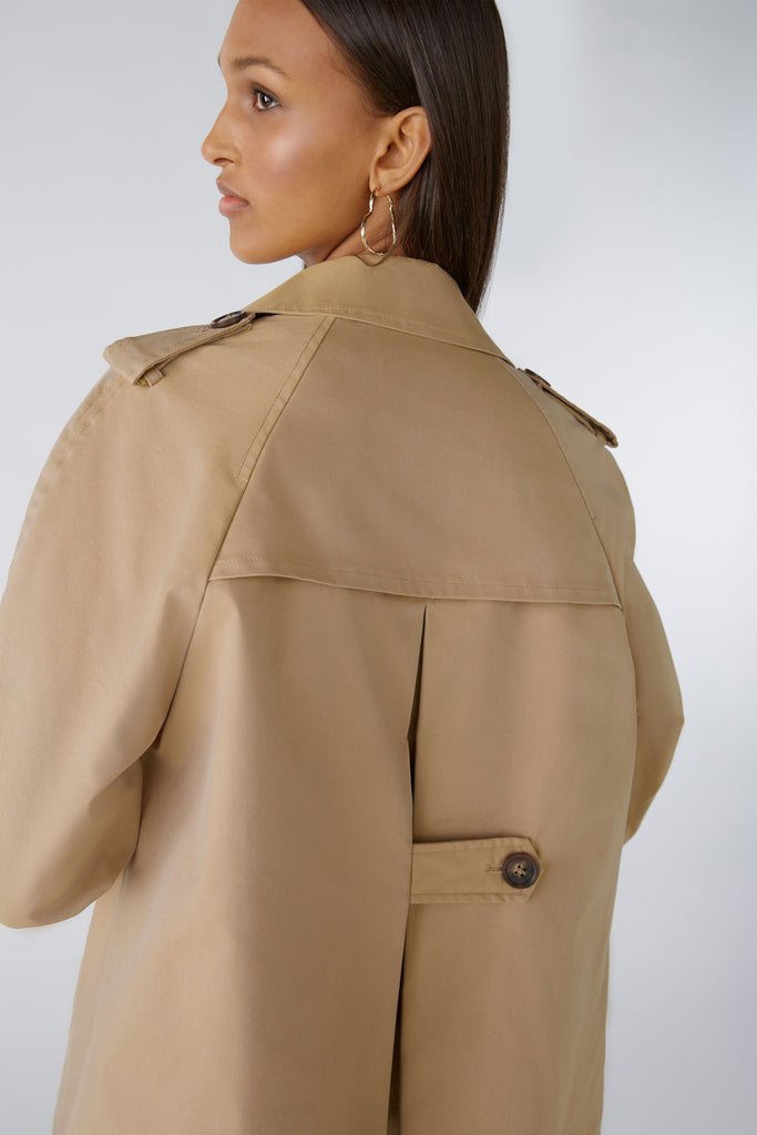 Oui Camel Short Trench Style Casual Jacket 