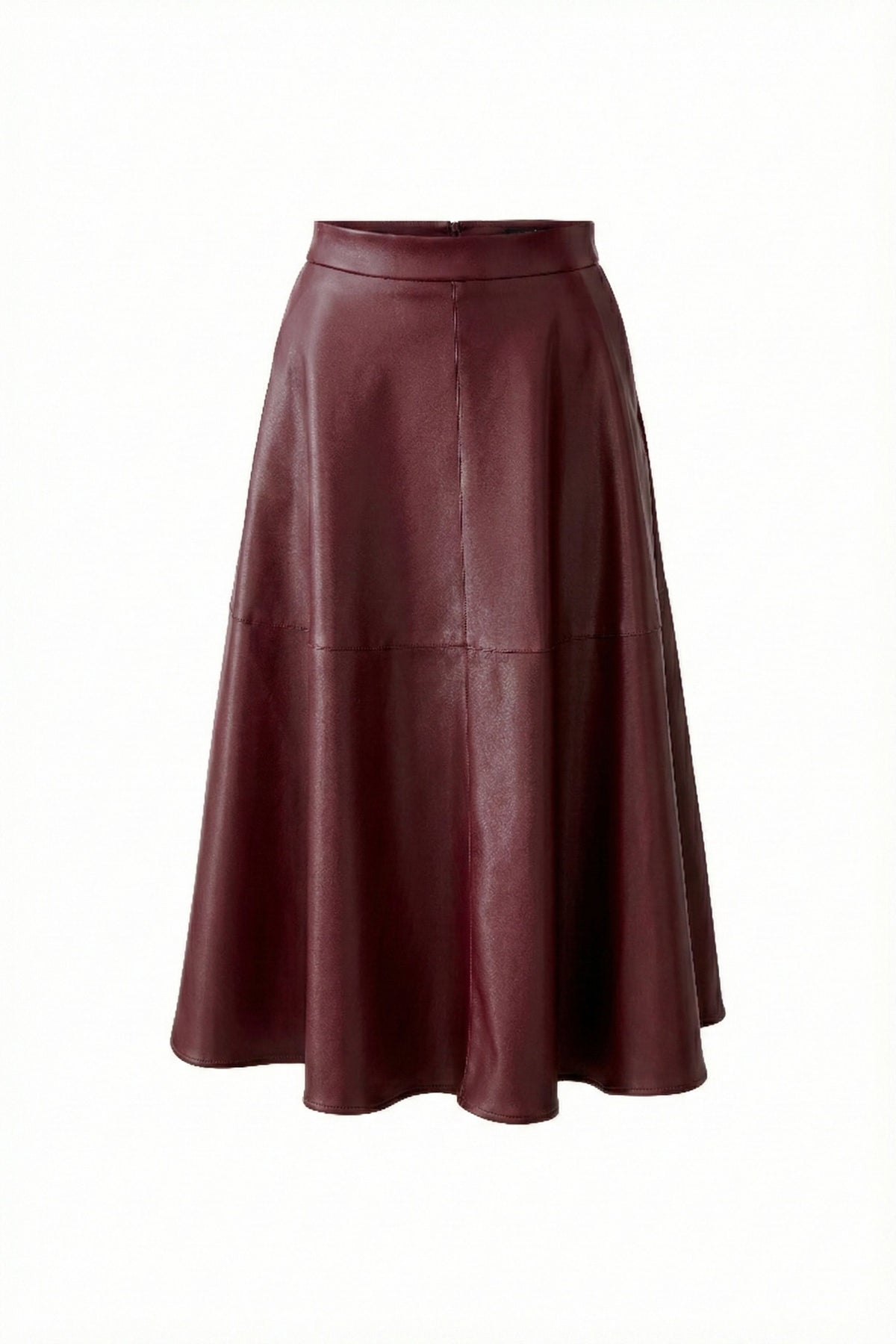 Oui Bramble Berry faux leather A-line midi skirt – product front view