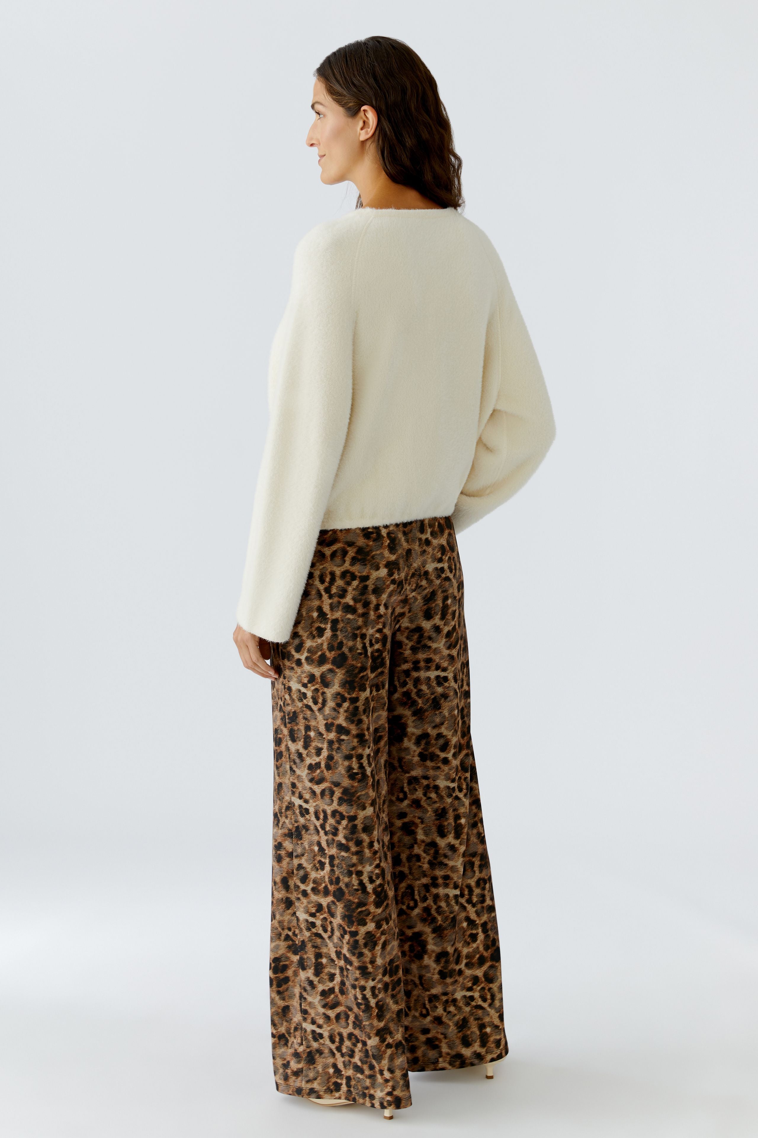 Back view of Oui ecru bouclé jumper showing relaxed fit.