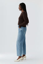 Oui seamless brown knit jumper with soft balloon sleeves and ribbed cuffs
