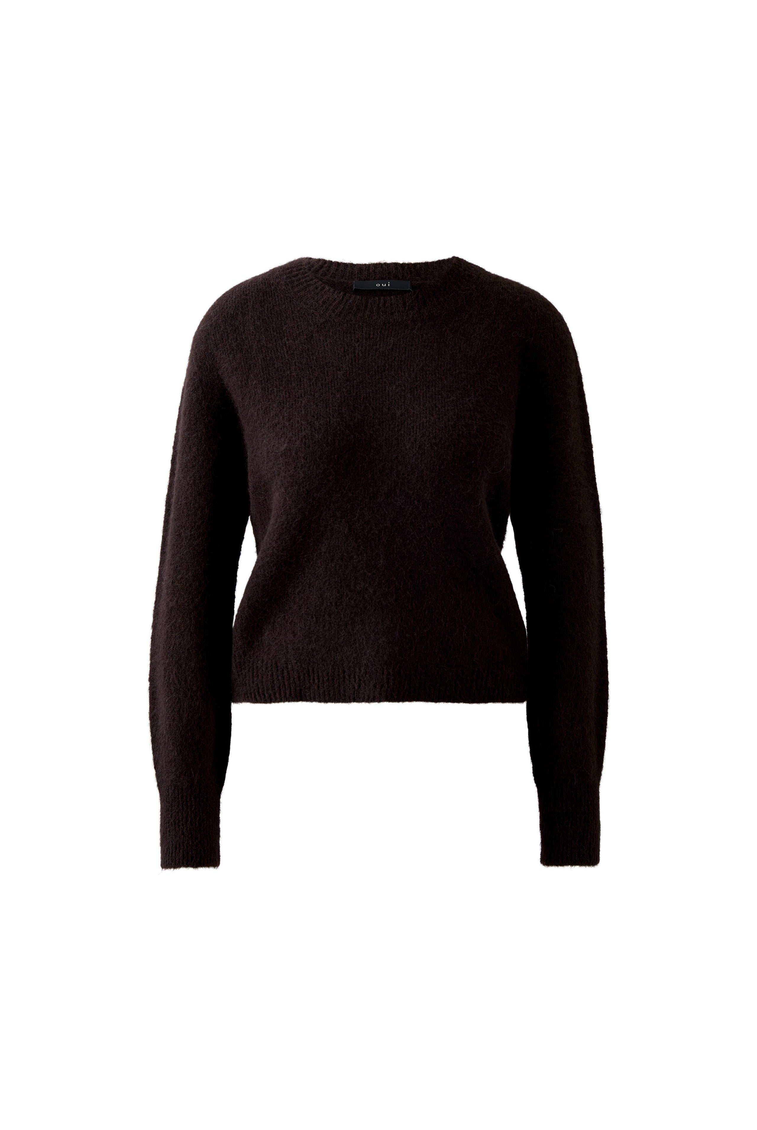 Oui jumper back view in cosy fluffy alpaca-blend knit