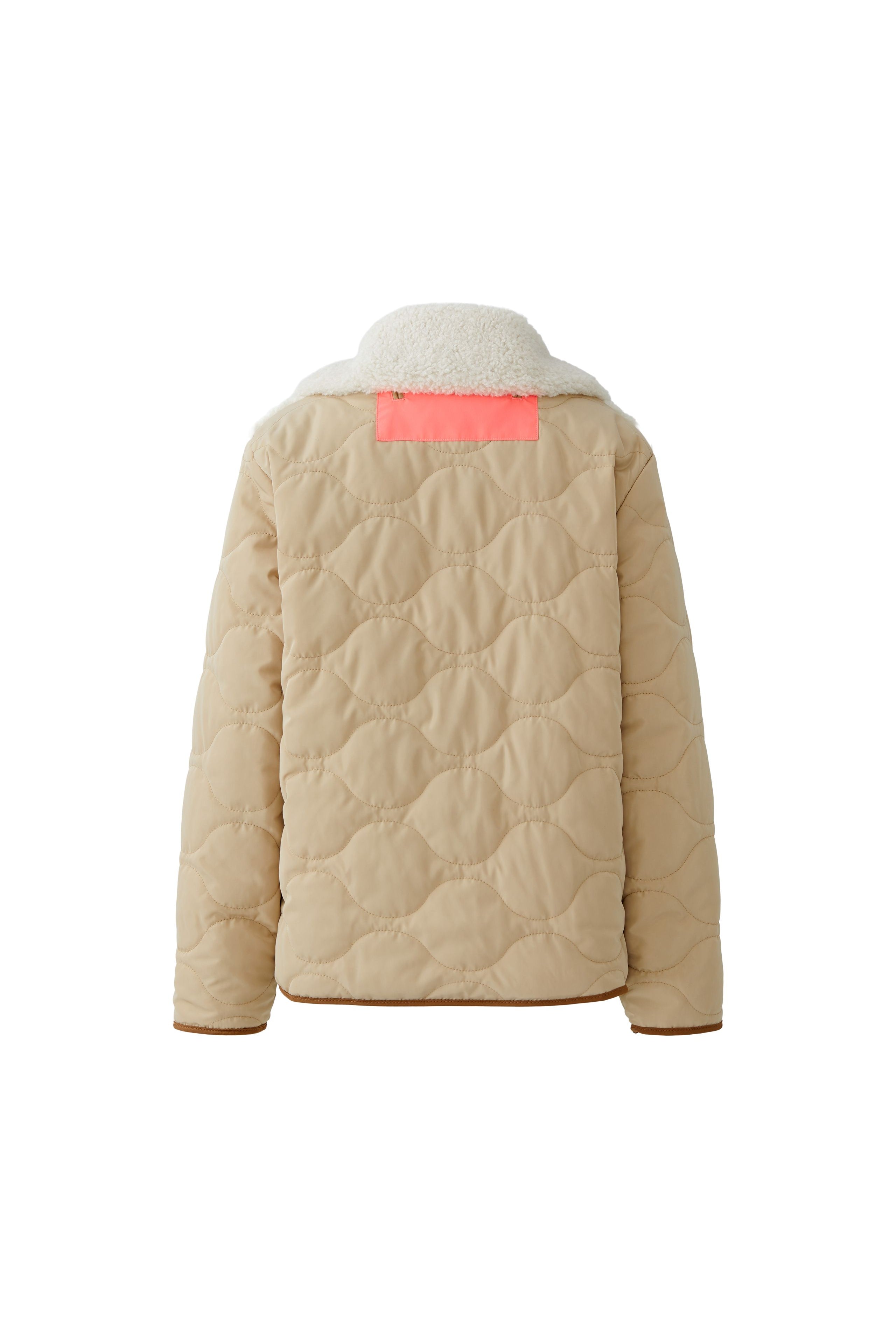 Oui camel reversible women’s jacket with quilted sleeves - back view