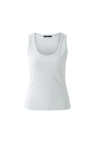 Flat lay of Oui ribbed grey viscose tank top