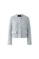 Oui party-ready silver bouclé jacket with shimmer finish