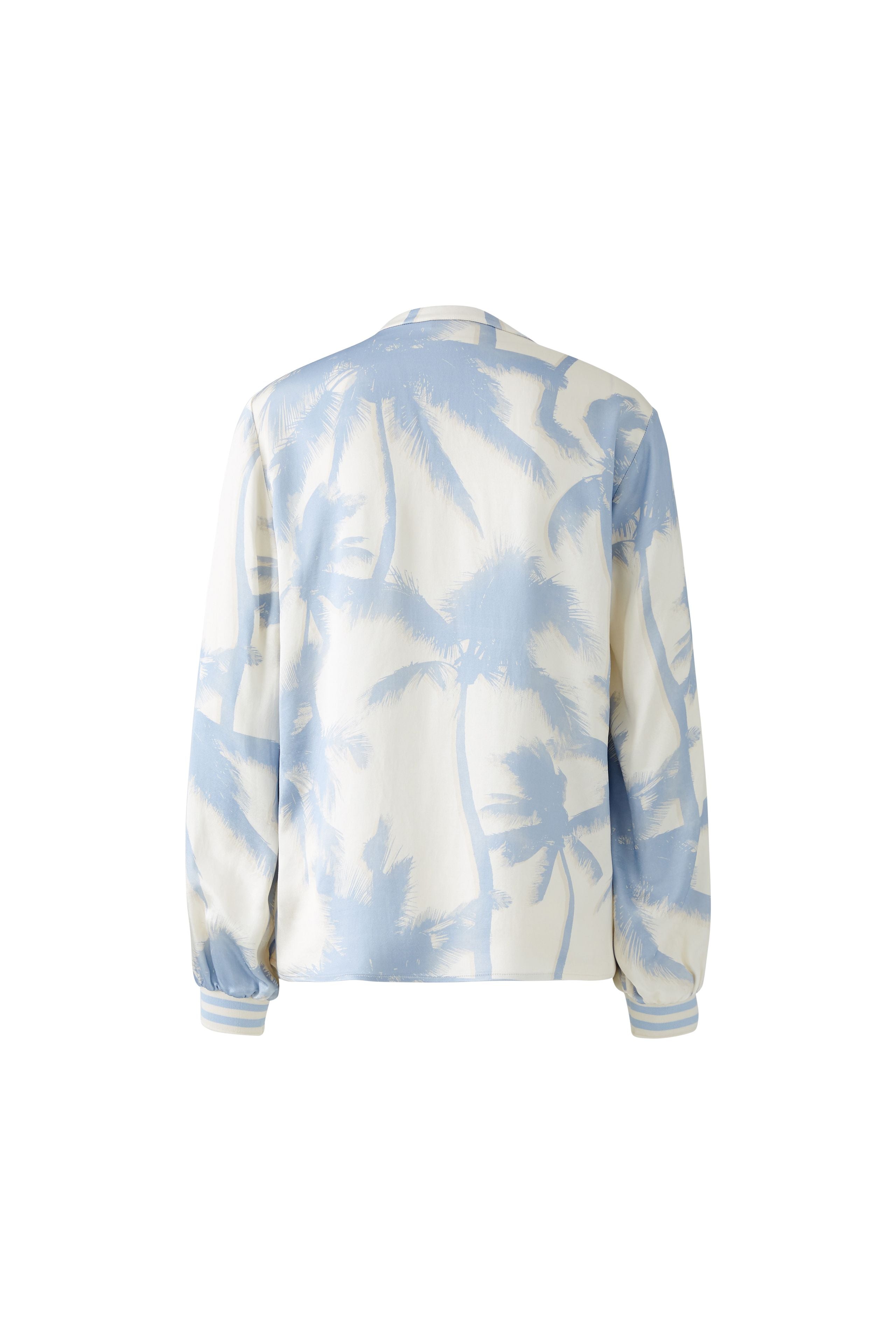 Relaxed fit blue and white blouse with striped cuffs by Oui