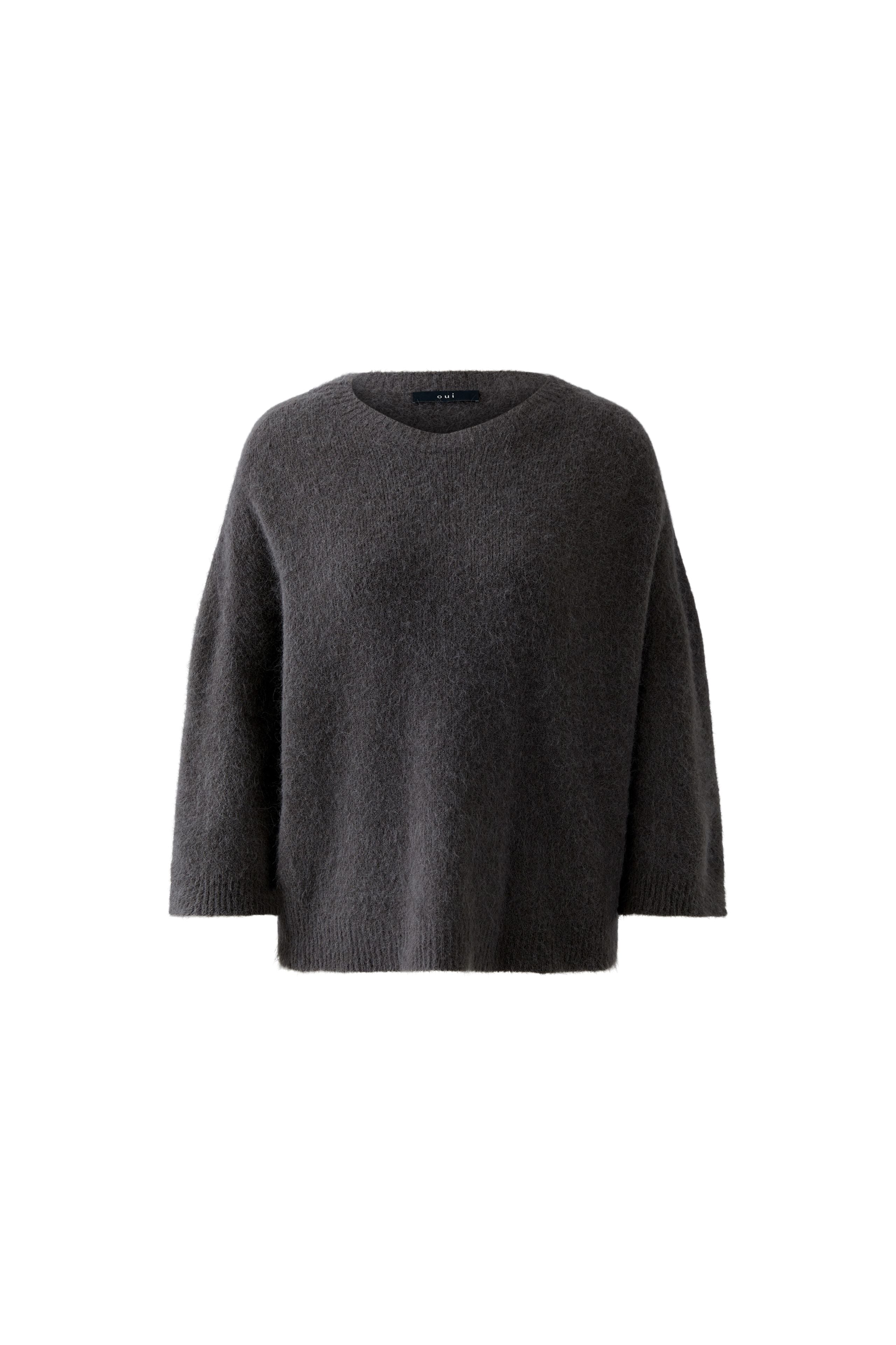 Oui seamless jumper in grey with dropped shoulder detail