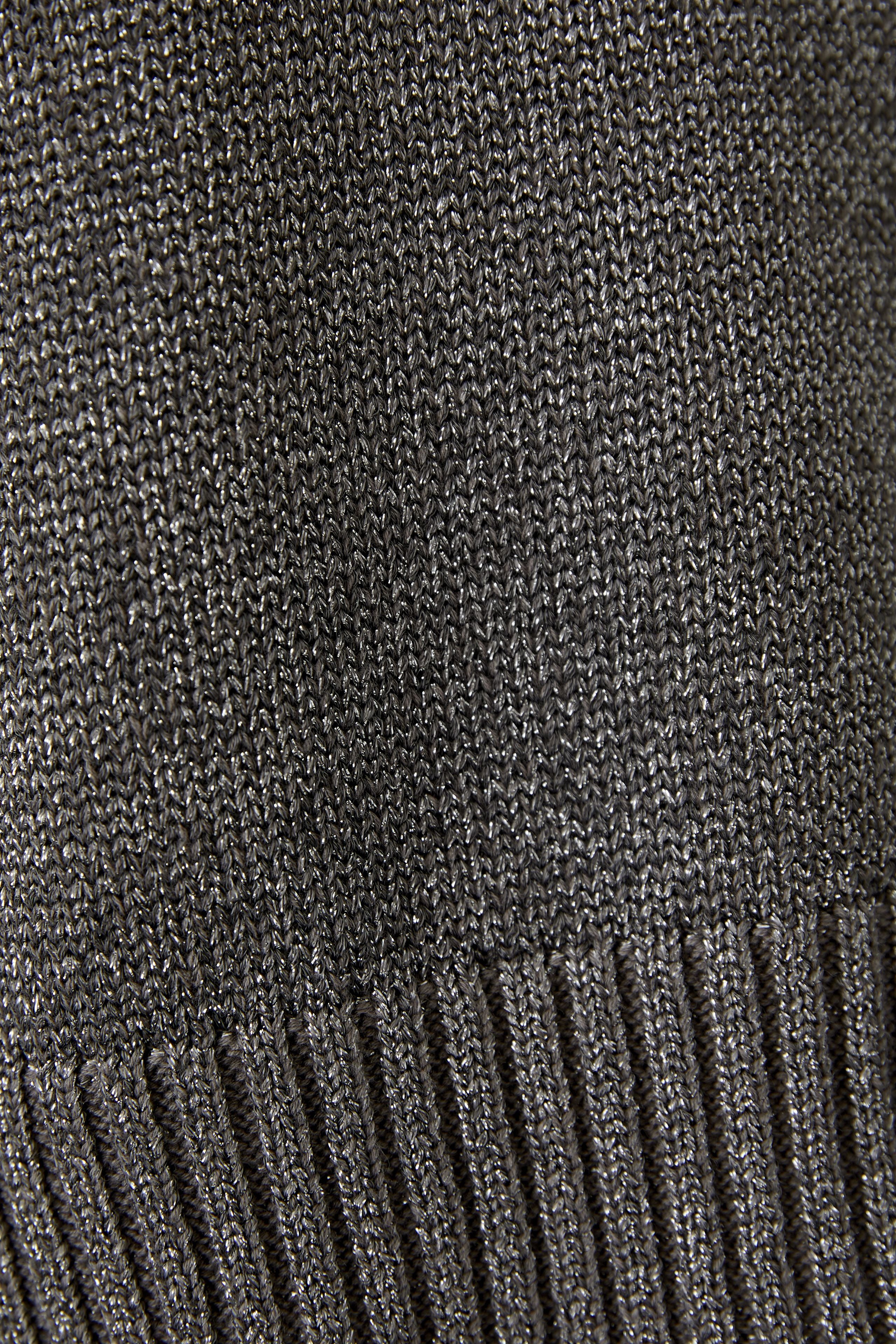 Fabric close-up of Oui taupe ribbed cotton knit with detailed texture of smooth knit and ribbing