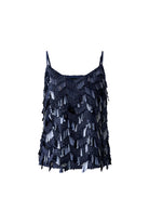 Flat lay of Oui navy sequin cami top, front view