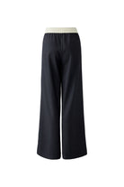 Back view of Oui grey jersey trousers with contrast cream waist