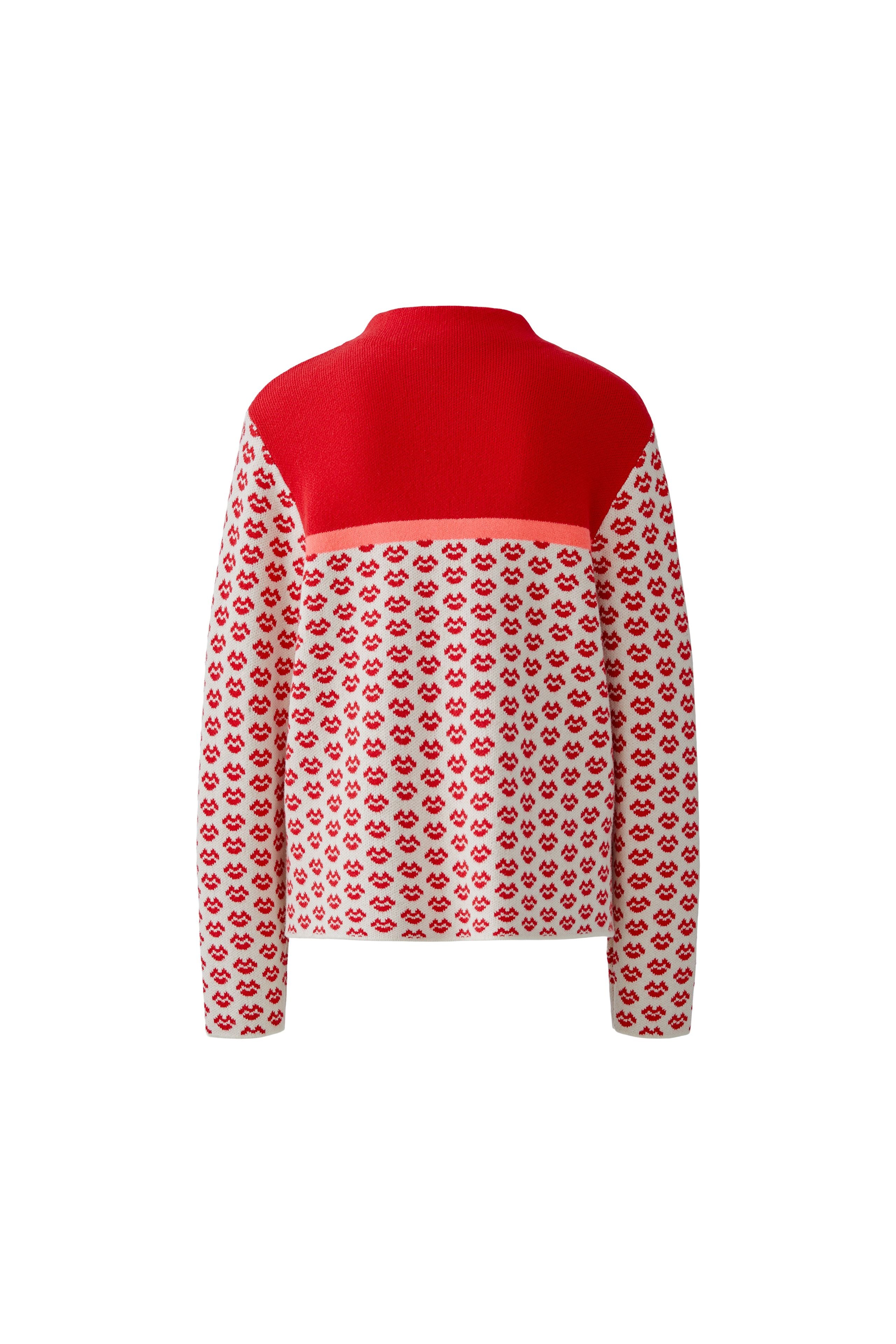 Oui Jacquard knit detail of kiss motifs and contrast shoulder