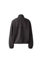 Flat back view of Oui dark grey scuba jacket with seam detailing