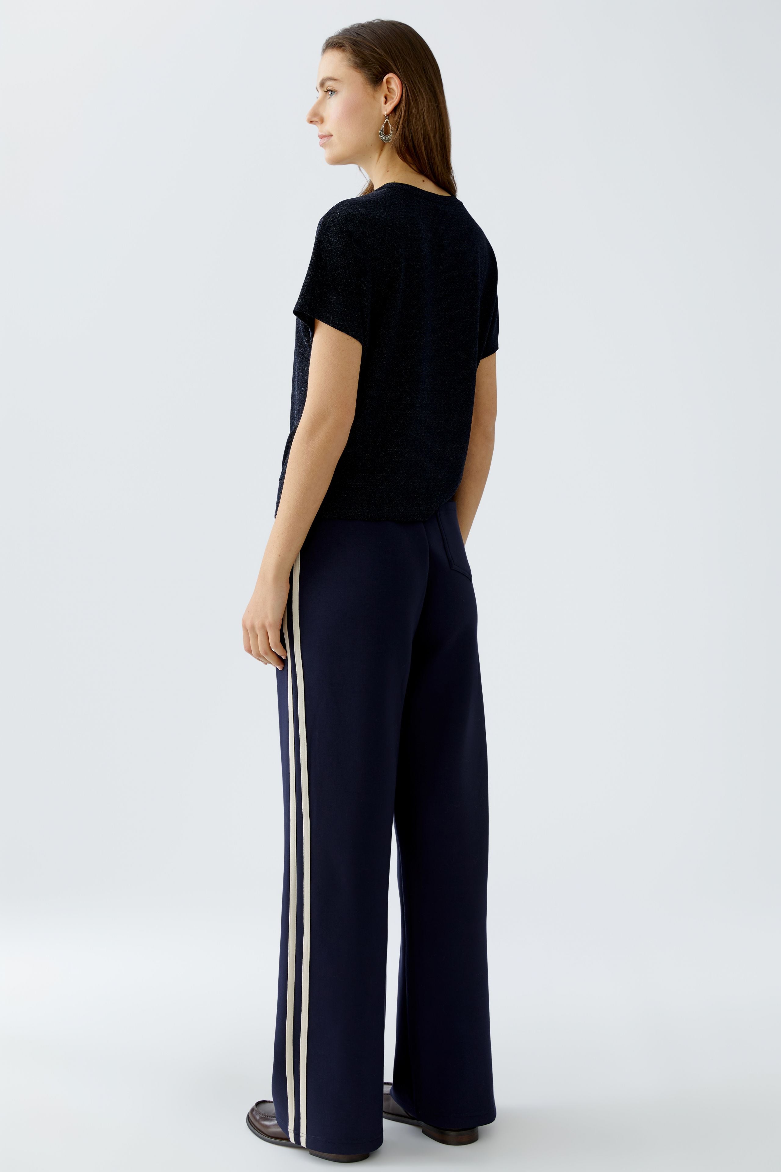 Back view of Oui Navy jersey top with relaxed fit