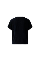 Oui short-sleeve jersey top with gathered knot hem From back