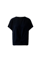 Oui short-sleeve jersey top with gathered knot hem From front