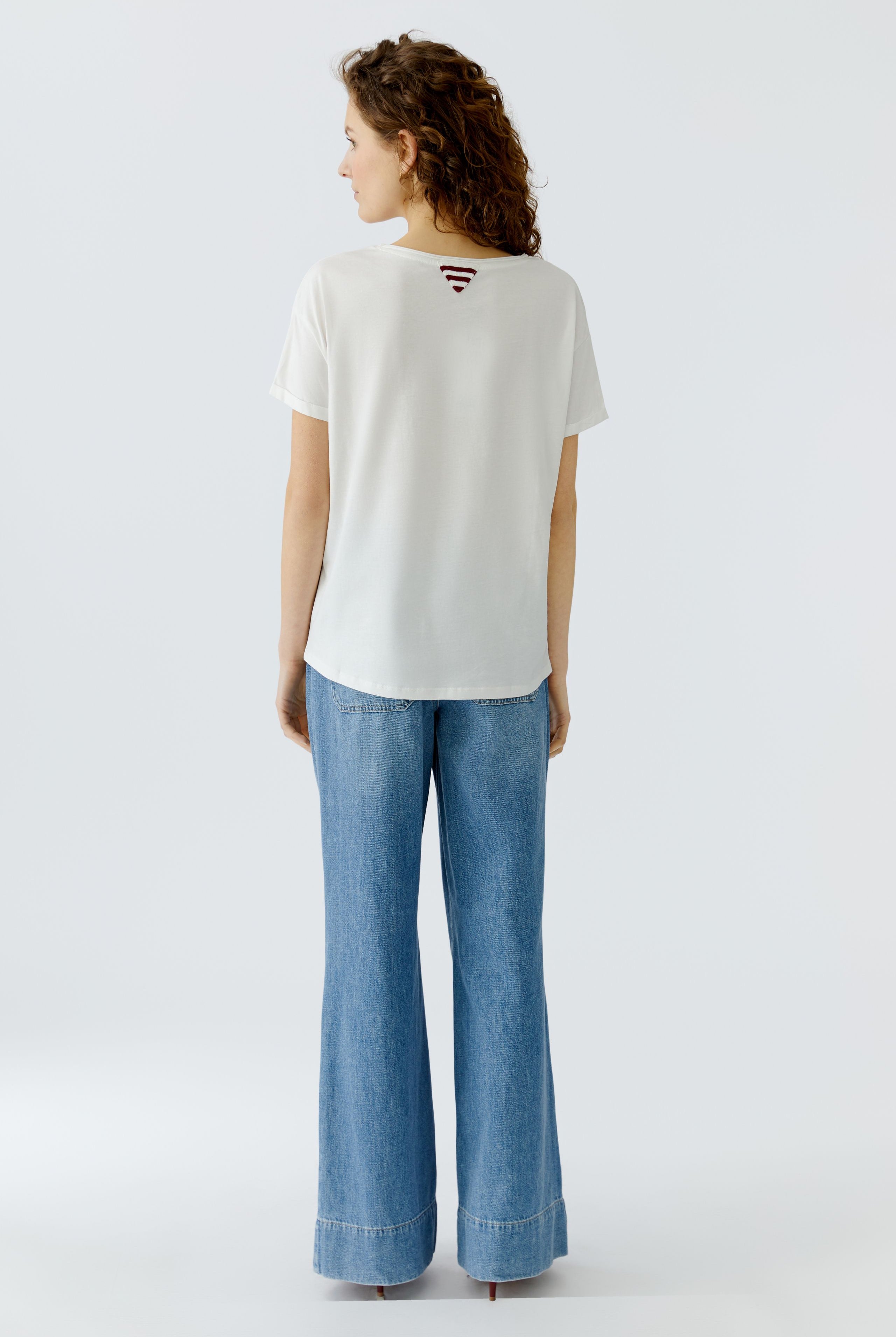 Oui women’s white boxy organic cotton tee back view