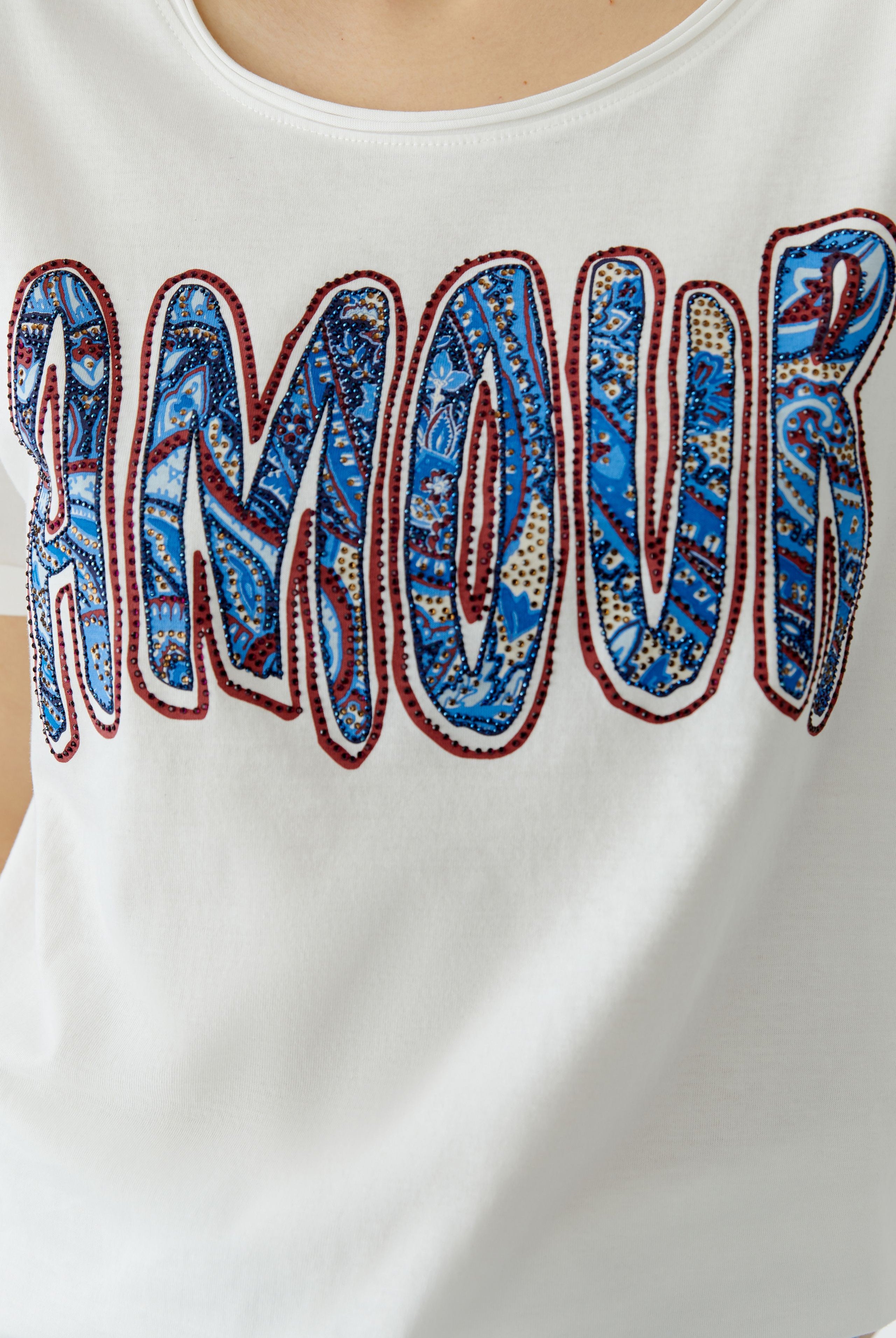 Oui embellished hotfix stone t shirt detail