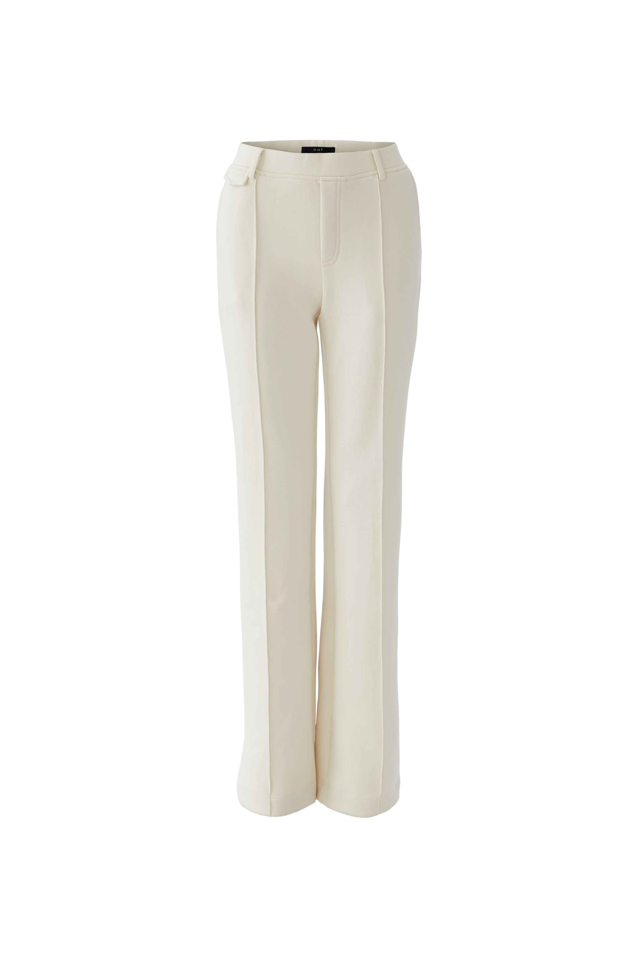 Oui cream tailored wide leg trousers styled with knit top