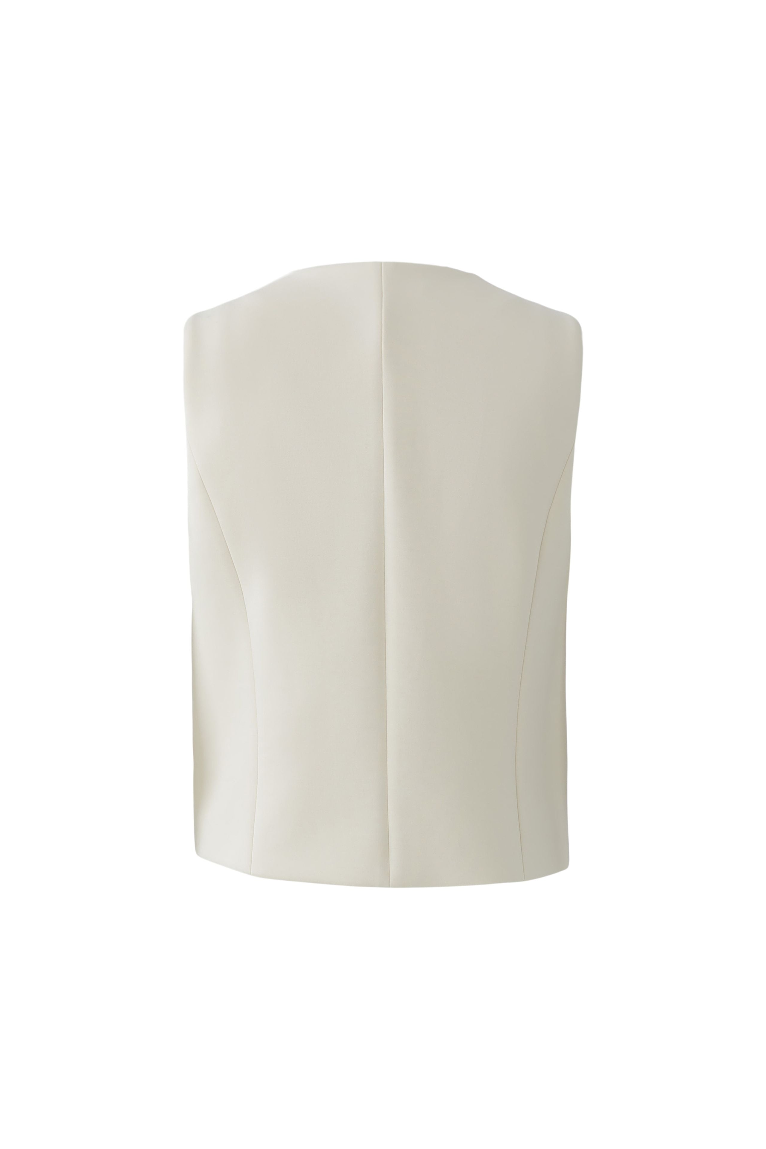 Oui cream sleeveless V-neck waistcoat for women back view