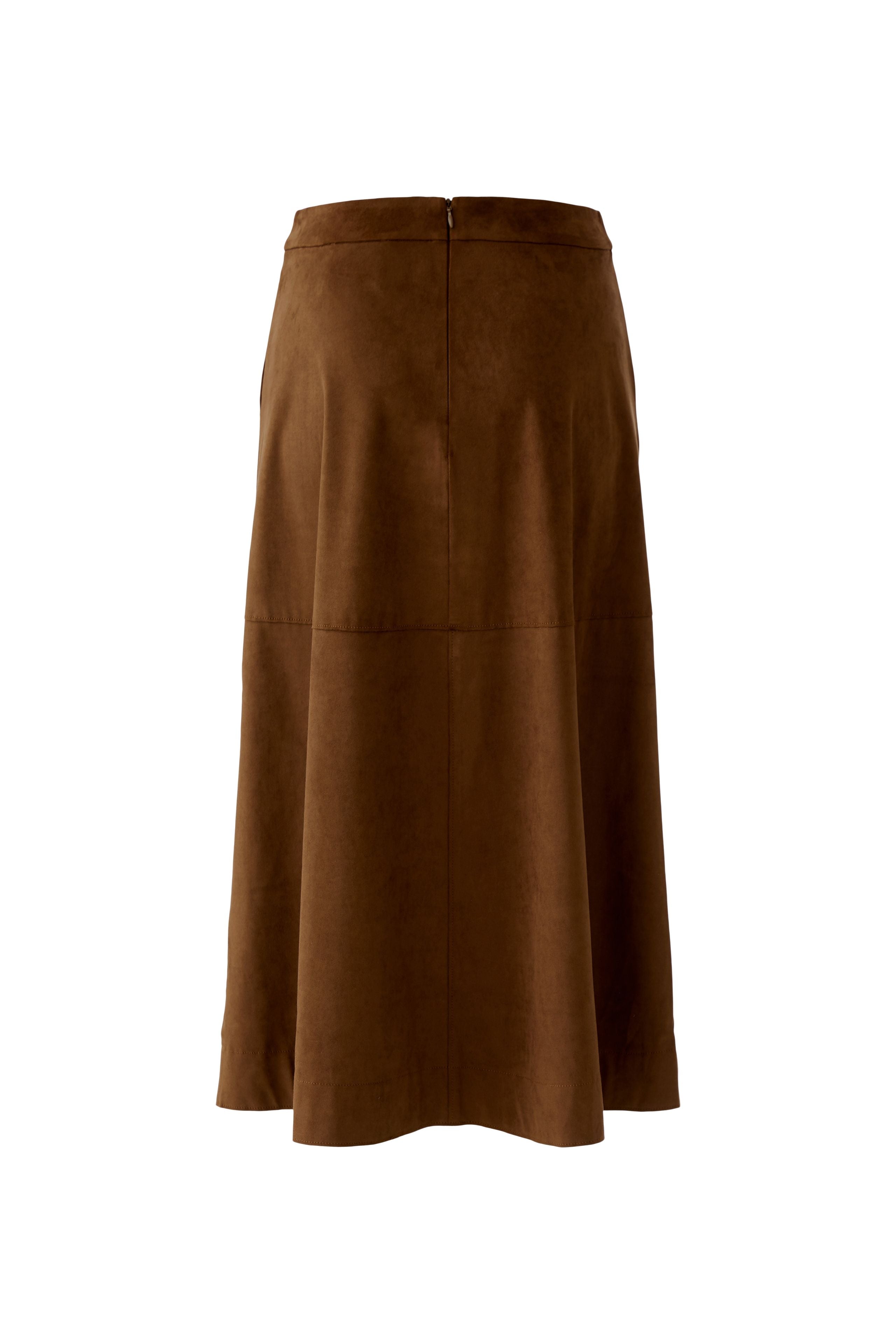 Oui brown suede look midi skirt back view