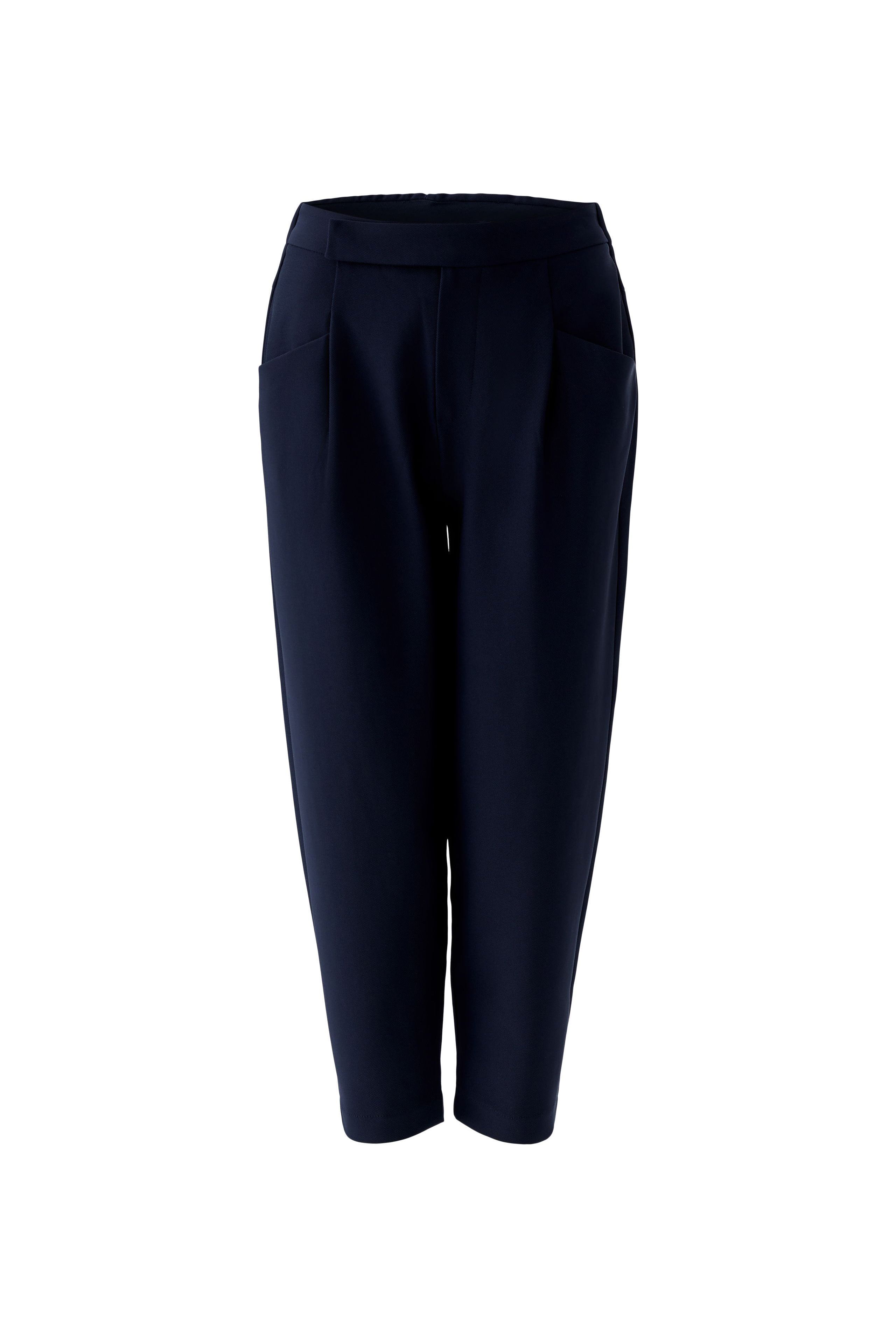 Oui Navy technical stretch jersey trousers women