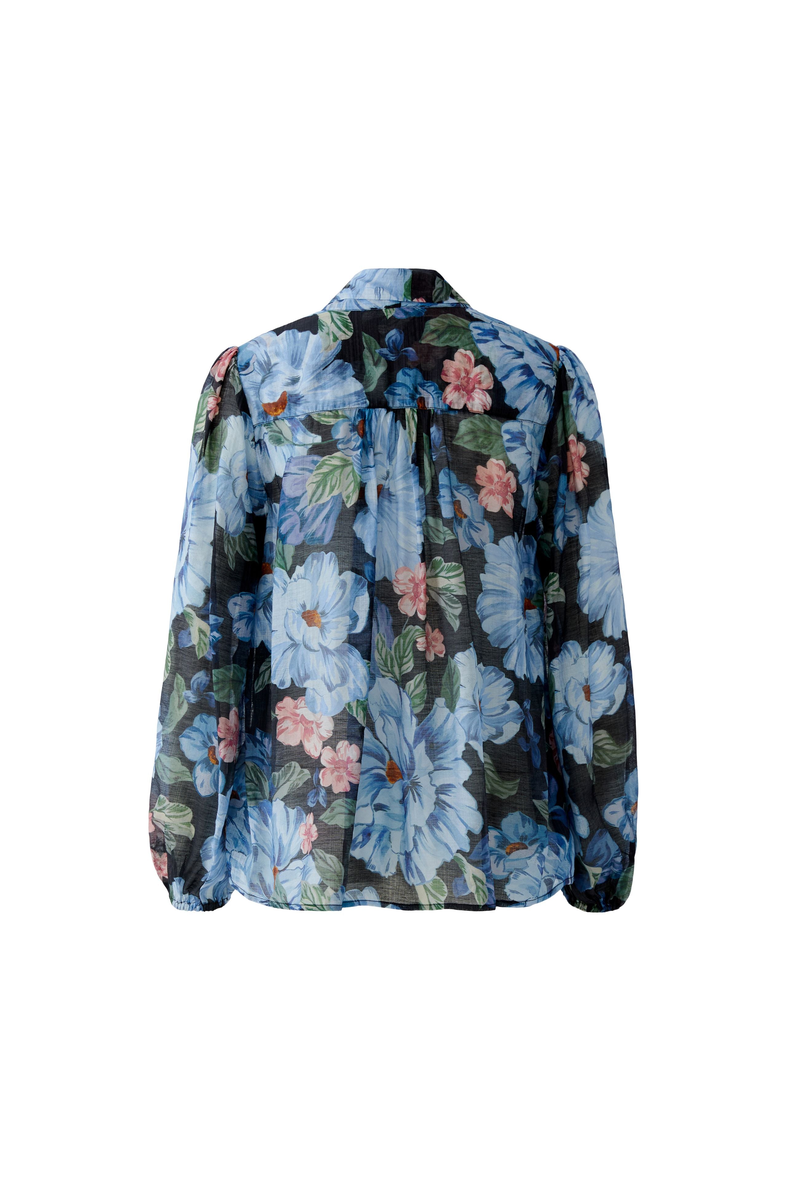 Oui floral back of top lightweight sheer fabric