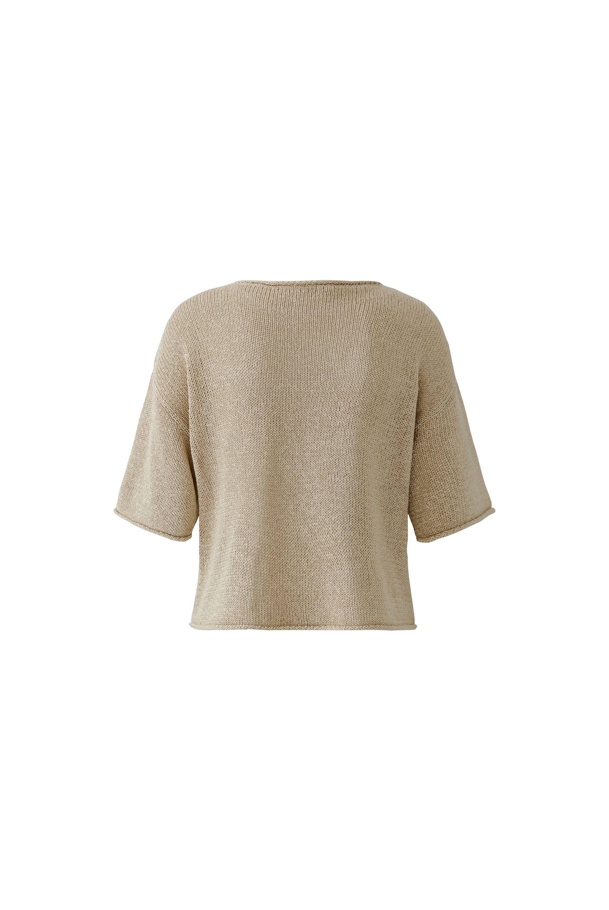 Oui biscuit colour knit top with relaxed fit women back view