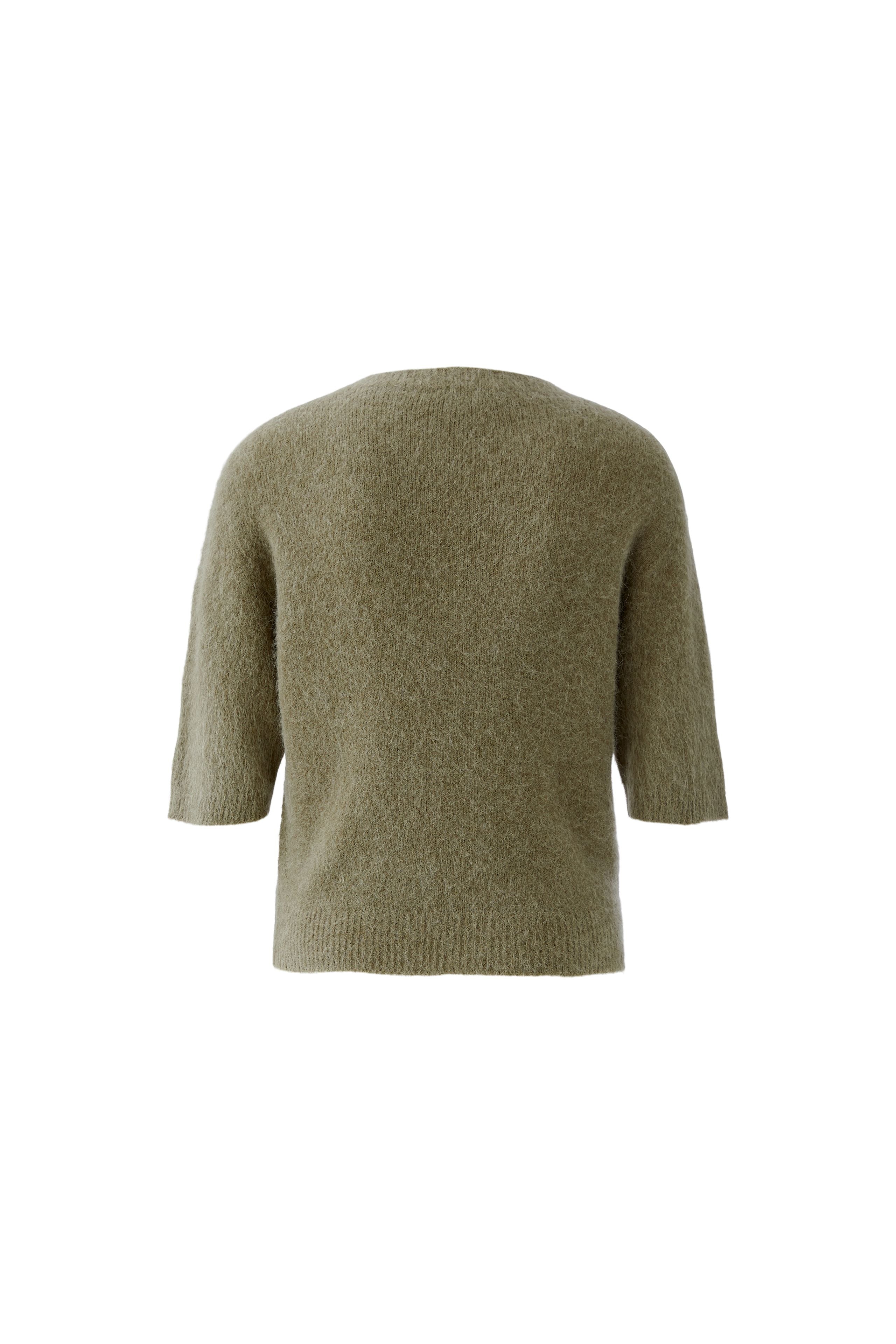 Oui olive green soft knit jumper – rear studio view