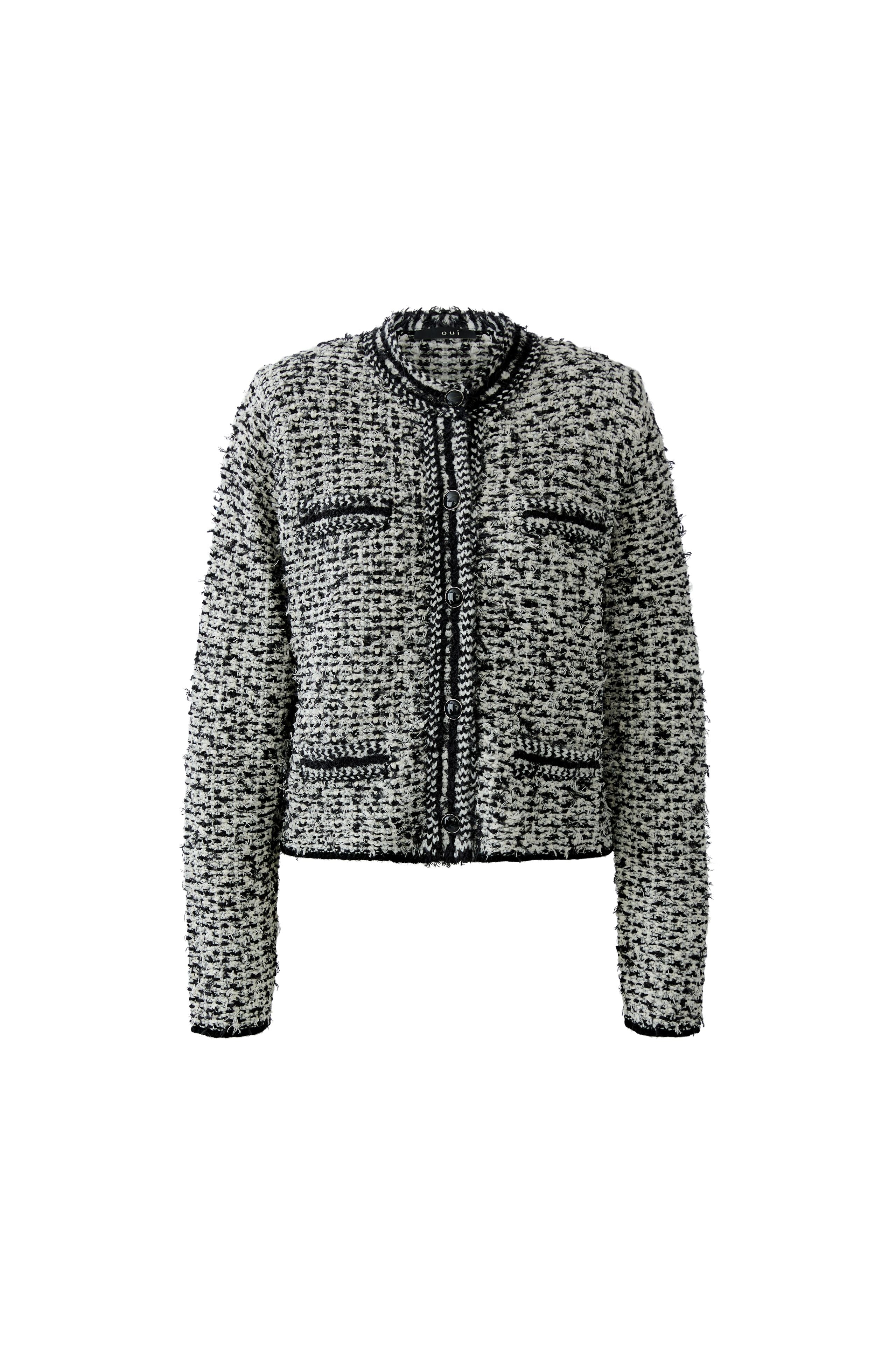 Oui cropped bouclé cardigan product front view