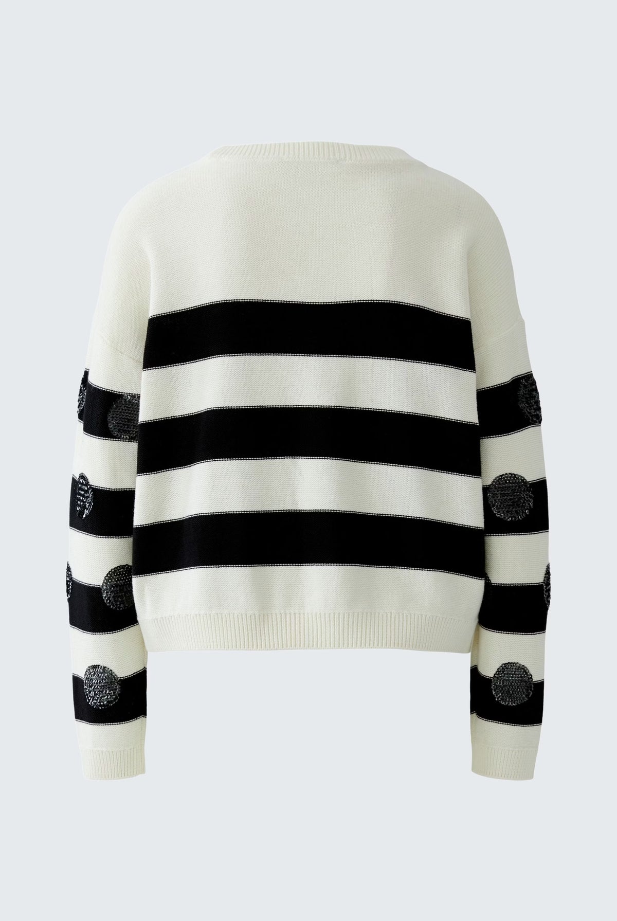Oui black and white striped cotton jumper – back product view