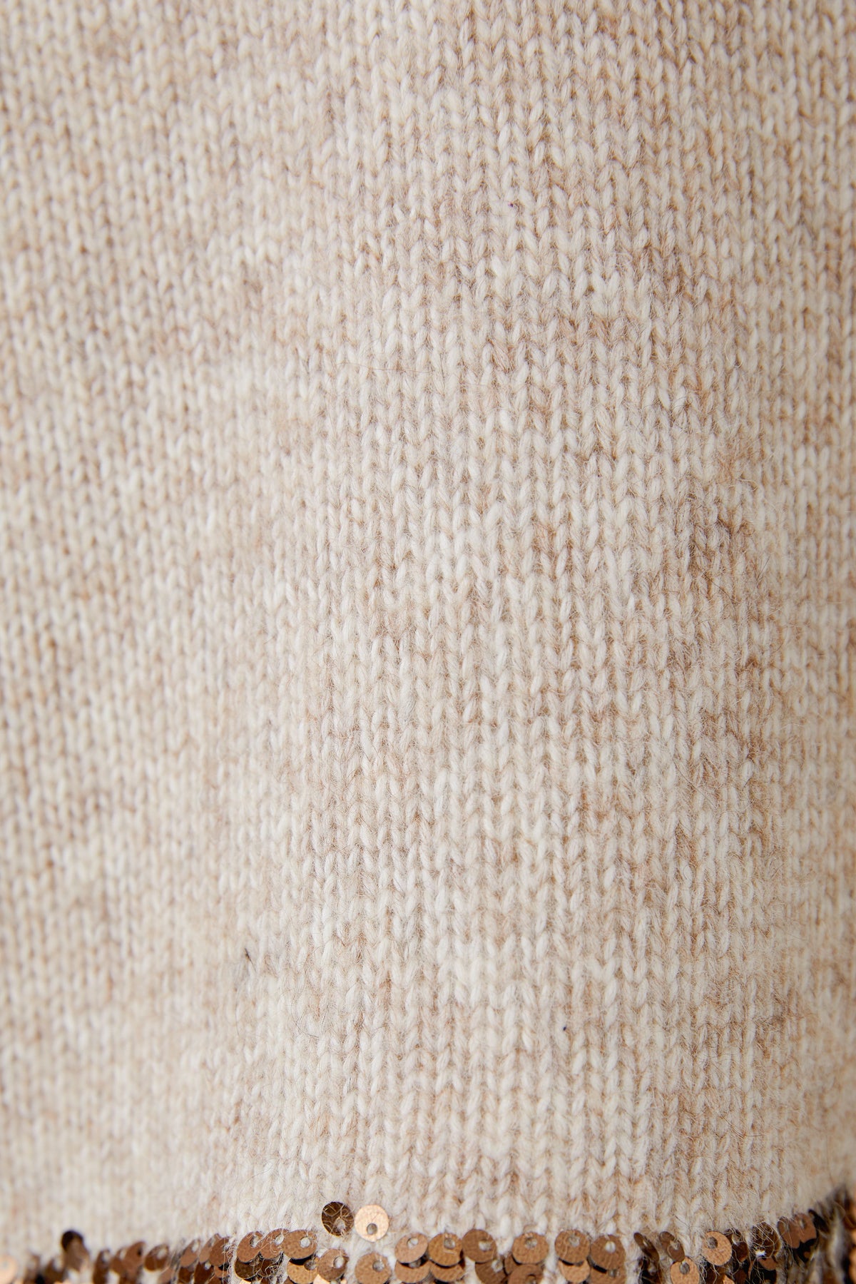 Oui beige wool and alpaca blend jumper – mélange knit texture close-up