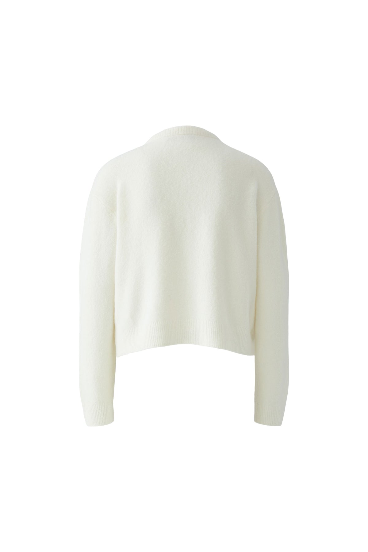 Oui cream short knitted cardigan with long sleeves – product back view
