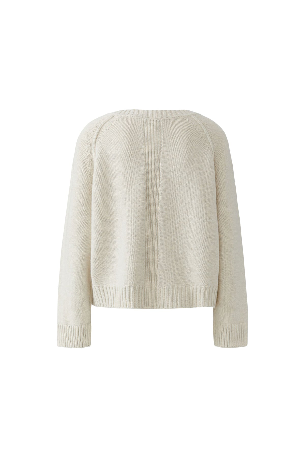 Oui cream long sleeve fine knit jumper – product back view